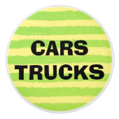 車トラック黄色の緑の水の色のストライプ セラミックノブ (正面)