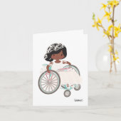 車パーソナライズされたイスで共黒の少女 カード (黄色い花)