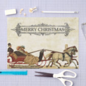 車ビクトリアンに乗ったクリスマスの女性 薄葉紙 (クラフト)