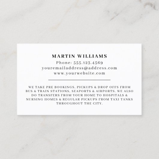 車モダンイス対応タクシー運転手 名刺 (裏面)