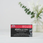 車モダンレンタル |ブラック&レッドモノグラム 名刺 (スタンド正面)