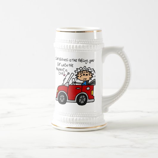 車ユーモアのある酔 ビールジョッキ (右)