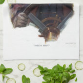 車ロマンクラシックティックヴィンテージ冬イラストレーション キッチンタオル (折り畳み)