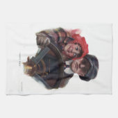 車ロマンクラシックティックヴィンテージ冬イラストレーション キッチンタオル (横)