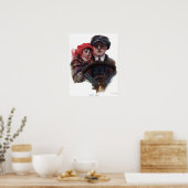 車ロマンクラシックティックヴィンテージ冬イラストレーション ポスター (キッチン)