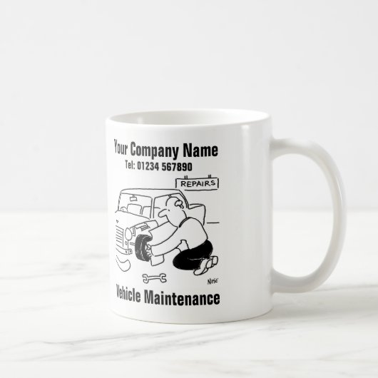 車両のメンテナンスガレおもしろいージ整備士 コーヒーマグカップ (右)