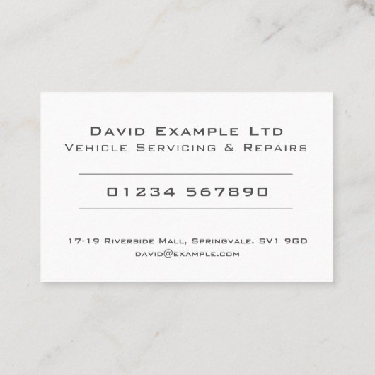 車両はっきりしたの修理澄んデザイン 名刺 (裏面)