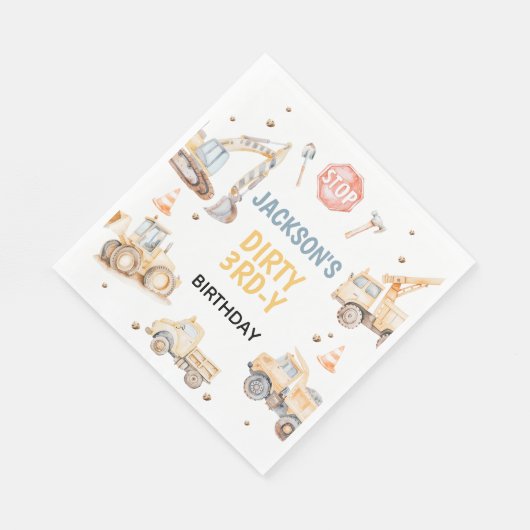 車両イエロー建築ダーティ3rdy誕生日 スタンダードランチョンナプキン (角)