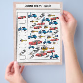 車両ワークシートの数子供へ計 チラシ (手)