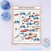 車両ワークシートの数子供へ計 チラシ (シングル)