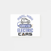 車両実在のプラグに電気自動車を駆動する男性 ポストイット (正面)