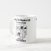 車両整備の漫画マグカップ コーヒーマグカップ (正面左)