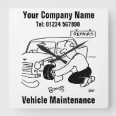 車両整備 スクエア壁時計 (正面)