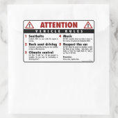 車両規則 – 赤と白 長方形シール (バッグ)