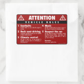 車両規則 – 赤 長方形シール (バッグ)
