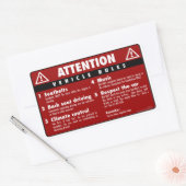 車両規則 – 赤 長方形シール (封筒)