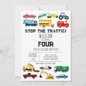 車両輸送車トラックボーイズ誕生日 招待状 (正面)