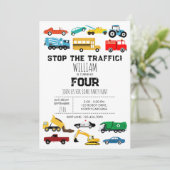 車両輸送車トラックボーイズ誕生日 招待状 (スタンド正面)