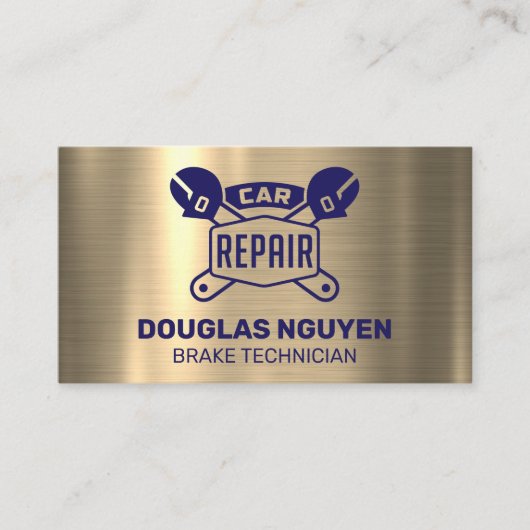 車修理ロゴレンチ |メタリック 名刺 (正面)