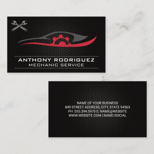 車修理ロゴ | 炭素繊維 名刺 (正面/裏面)