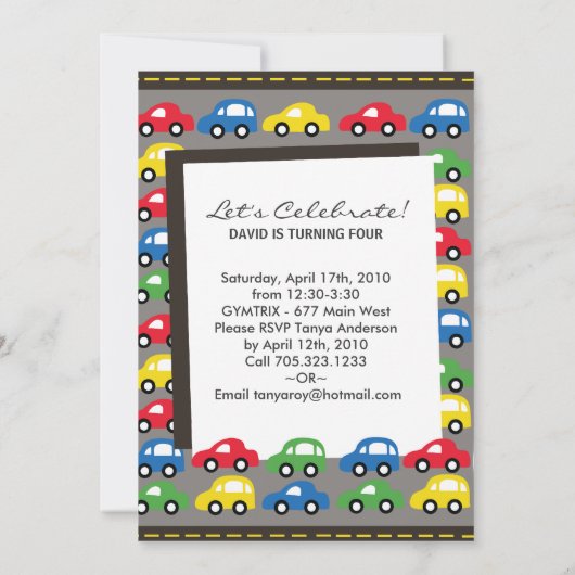 車及びトラック|の男の子の誕生日のパーティの招待状 招待状 (裏面)