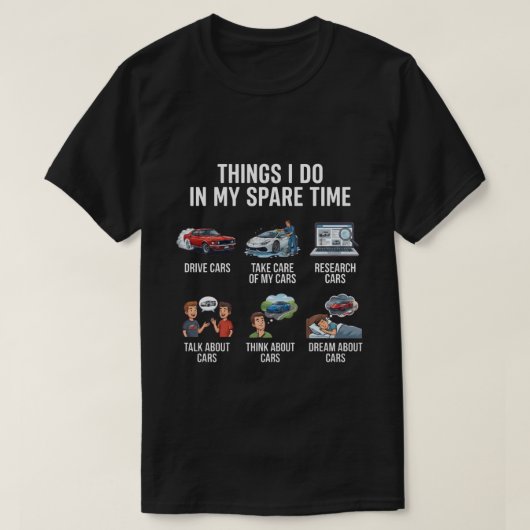 車好きのための面白いクルマのデザインTシャツ Tシャツ (デザイン正面)
