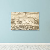 車室内で熊を殺し、皮を剥ぐ乗組員 キャンバスプリント (インサイチュ (ウッドフロア))