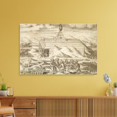 車室内で熊を殺し、皮を剥ぐ乗組員 キャンバスプリント (インサイチュ (リビング))