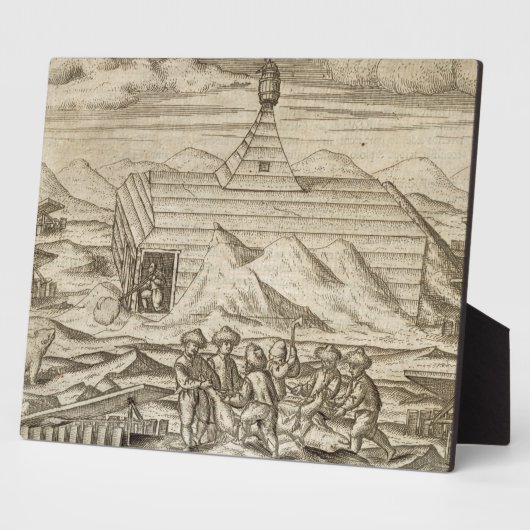 車室内で熊を殺し、皮を剥ぐ乗組員 フォトプラーク (側面)