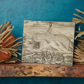 車室内で熊を殺し、皮を剥ぐ乗組員 フォトプラーク (側面)