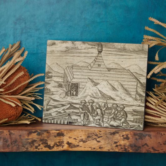 車室内で熊を殺し、皮を剥ぐ乗組員 フォトプラーク (側面)