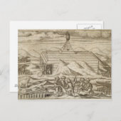 車室内で熊を殺し、皮を剥ぐ乗組員 ポストカード (正面/裏面)