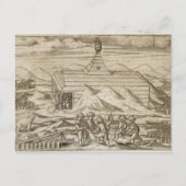 車室内で熊を殺し、皮を剥ぐ乗組員 ポストカード (正面)