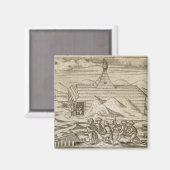 車室内で熊を殺し、皮を剥ぐ乗組員 マグネット (正面/裏面)