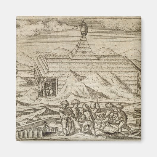 車室内で熊を殺し、皮を剥ぐ乗組員 マグネット (正面)