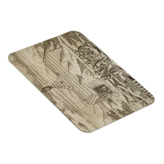 車室内で熊を殺し、皮を剥ぐ乗組員 マグネット (右側)