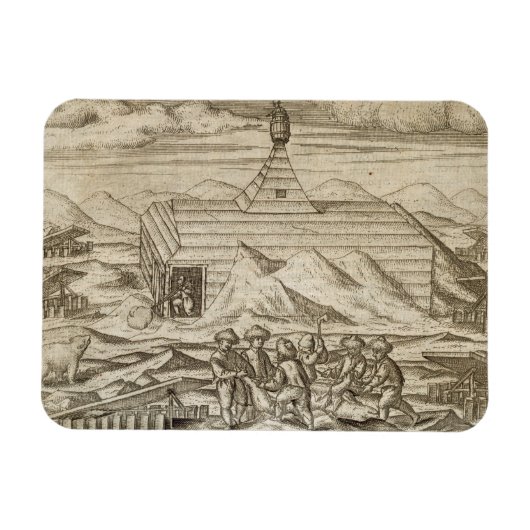 車室内で熊を殺し、皮を剥ぐ乗組員 マグネット (横)