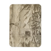 車室内で熊を殺し、皮を剥ぐ乗組員 マグネット (縦)