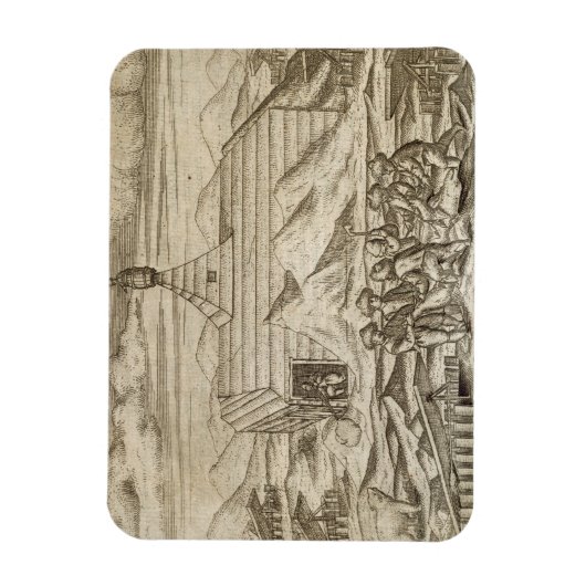 車室内で熊を殺し、皮を剥ぐ乗組員 マグネット (縦)