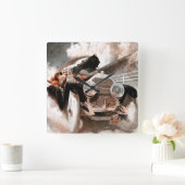 車対列車ウィリアム・ハーンデン・フォスター スクエア壁時計 (ホーム)