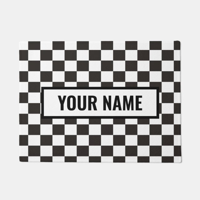 車庫市松模様に ドアマット (正面)