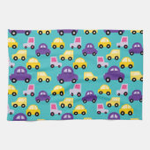 車数々のの模様 キッチンタオル (横)