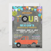 車整備士は用具の黒板の誕生日を連動させます 招待状 (正面)