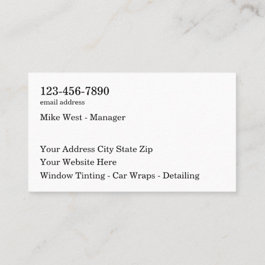 車最高のの車の窓の着色 名刺 (裏面)