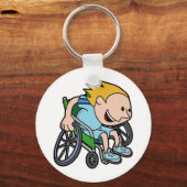 車椅子でレースをする少年 キーホルダー (正面)