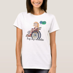 車椅子に乗ったラモーアの女の子が行ポップ・アートのく Tシャツ