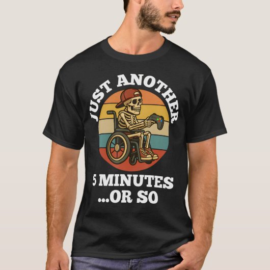 車椅子のゲーマー スケルトン 冗談 障害 ハンデ Tシャツ (正面)