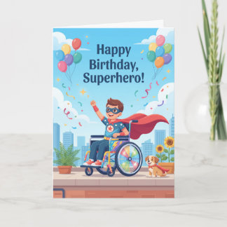 車椅子のスーパーヒーロー男子 誕生日 カード