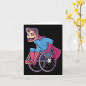 車椅子のスーパーヒーロー 私 切断肢 障害 カード (黄色い花)