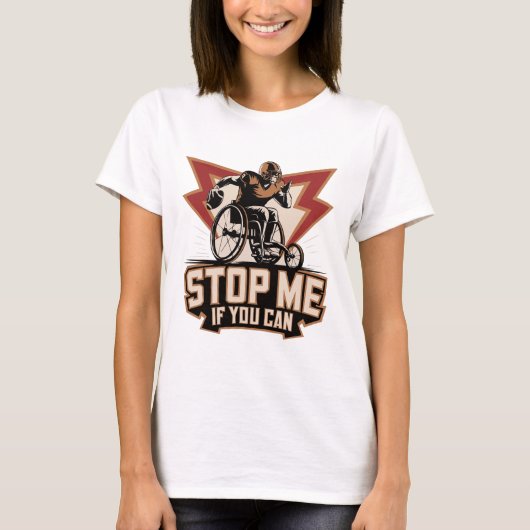 車椅子のフットボール選手 障害者 ハンディキャップ Tシャツ (正面)